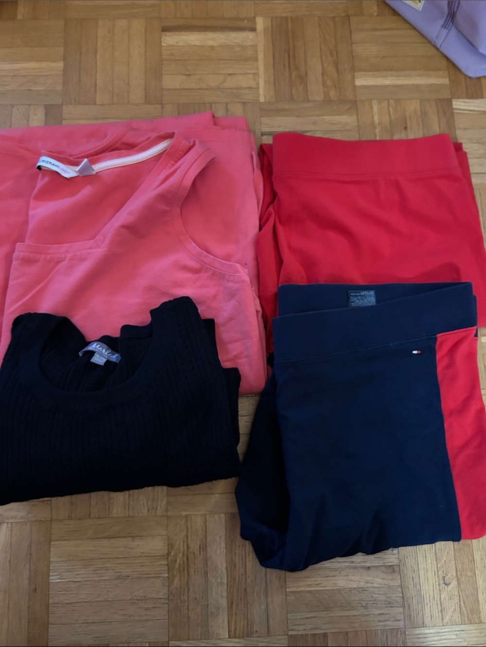 XL Bundle Isaac Mizrahi Coral Maxi Dress - black top, Tommy Hilfiger Tights